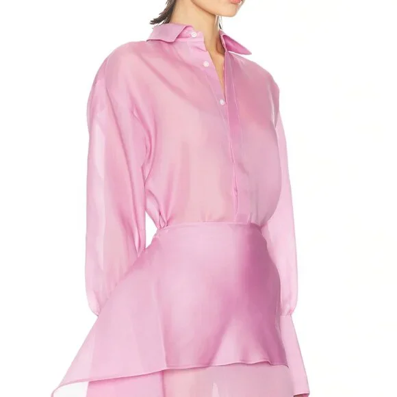NWT BEST Helsa The Silk Gazar Shirt Ash Rose Pink Quiet Lux - Picture 4 of 12